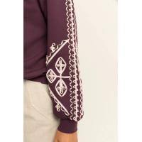 Expresso Sweater Embroidery Fudge Dark Red